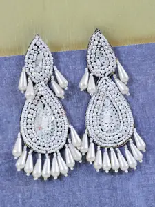 Crunchy Fashion White Contemporary Drop Earrings