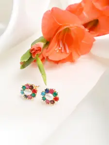 Ruby Raang Multicoloured & Gold-Toned Contemporary Studs Earrings