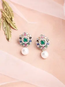 Ruby Raang Multicoloured Floral Drop Earrings