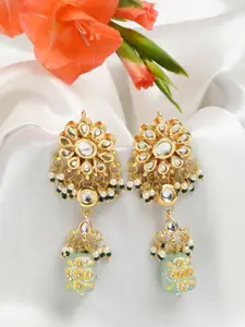 Ruby Raang Gold-Toned Contemporary Drop Earrings