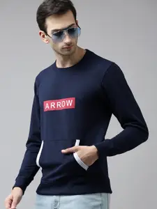 Arrow Men Navy Blue & Red Printed Sweatshirt