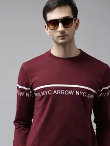 Arrow Men Burgundy & White Printed Sweatshirt