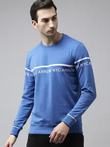 Arrow Men Blue & White Printed Sweatshirt
