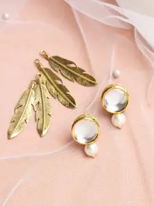 Ruby Raang Gold-Toned Contemporary Studs Earrings