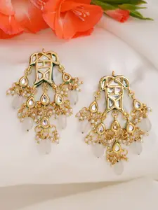 Ruby Raang White Contemporary Drop Earrings