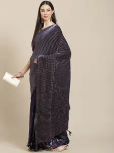 Anouk Navy Blue Floral Saree