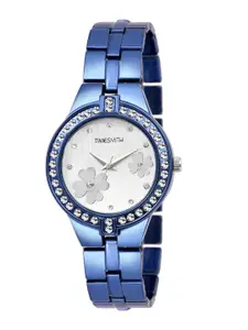 TIMESMITH Women White Embellished Dial & Blue Bracelet Straps Analogue Watch TSC-051TU