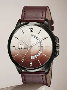 CARLINGTON Men Brown Alloy Dial & Brown Straps Analogue Watch CT1030 Brown