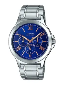 CASIO Men Blue Dial & Silver Toned Bracelet Style Straps Analogue Watch A1894