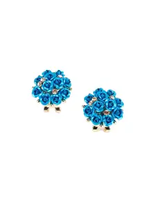 ODETTE Blue Floral Studs Earrings