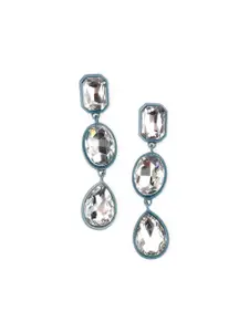 ODETTE Silver-Toned Contemporary Drop Earrings