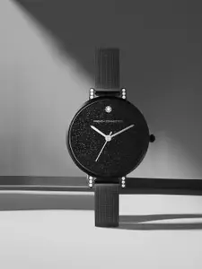 French Connection Women Black Printed Dial & Black Straps Analogue Watch FC23BM