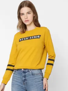 ONLY Women Mustard Printed Sweatshirt