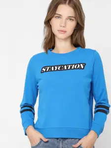 ONLY Women Blue Printed Sweatshirt