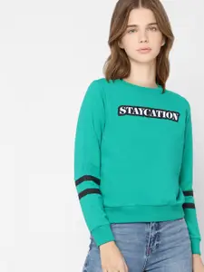 ONLY Women Green Printed Sweatshirt
