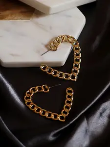 Bellofox Gold-Toned Heart Shaped Half Hoop Earrings