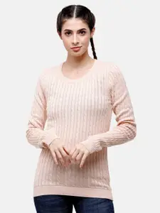 98 Degree North Women Pink Striped Pullover