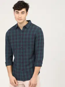 HIGHLANDER Men Blue Slim Fit Buffalo Checks Opaque Checked Casual Shirt