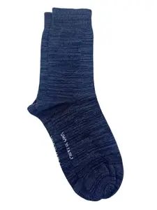 Mint & Oak Men Blue Patterned Anti-Bacterial Calf-Length Socks