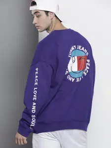 Tommy Hilfiger Men Purple Printed Sweatshirt