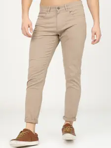 HIGHLANDER Men Khaki Tapered Fit Easy Wash Chinos Trousers