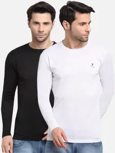 ARMISTO Men Pack of 2 Black & White Dri-FIT T-shirt
