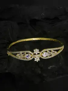 Adwitiya Collection Women Gold-Toned & White Stone Studded Bangle-Style Bracelet