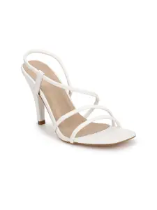 Truffle Collection White PU Stiletto Sandals