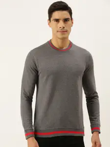 ARISE Men Grey Melange Pure Cotton Sweatshirt