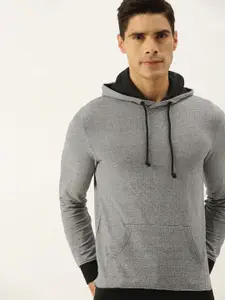 ARISE Men Grey Pure Cotton Hooded Sweatshirt