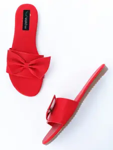 Walkfree Women Red Open Toe Flats with Bows