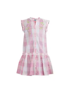 Miyo Pink Checked Drop-Waist Dress