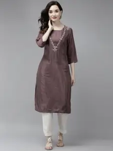 W Women Brown Printed Kurta