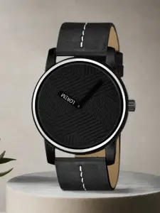 LOREM Men Black Dial & Black Leather Straps Analogue Watch LR67