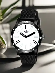 LOREM Men White Dial & Black Straps Analogue Watch LR57