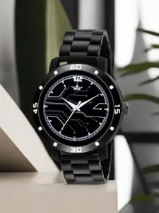 LOREM Men Black Embellished Dial & Black Bracelet Style Straps Analogue Watch LR113