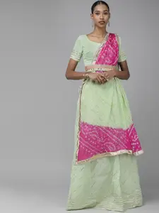 Geroo Jaipur Green Embellished Semi-Stitched Lehenga & Unstitched Blouse With Dupatta