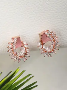 Priyaasi Pink & White Contemporary Studs Earrings