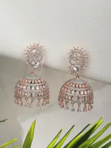 Priyaasi Rose Gold-Plated Dome Shaped Jhumkas