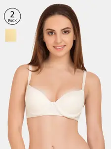 Tweens Pack of 2 Off White & Beige Push-Up Bras Underwired Heavily Padded