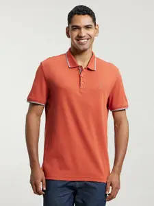 Jockey Men Rust Orange Polo Collar Cotton T-shirt