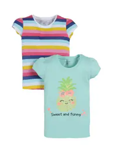 PLUM TREE Girls Pack of 2 Printed T-shirts