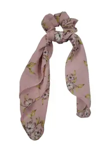 ONE on ONE Women Pink & Green Printed Scarf Scrunchy