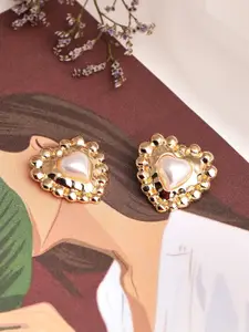 TOKYO TALKIES X rubans FASHION ACCESSORIES Gold-Toned & Plated Heart Shaped Studs Earrings