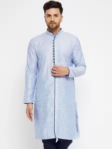 VASTRAMAY Men Lavender Chikankari Jacquard Kurta
