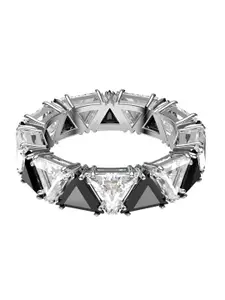 SWAROVSKI Black Rhodium-Plated Triangle Cut Crystal-Studded Millenia Cocktail Ring