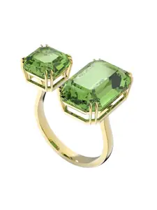 SWAROVSKI Women Green Gold-Plated Millenia Cocktail Ring