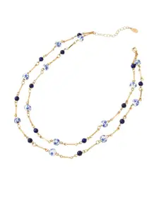Accessorize London Blue & Gold-Toned Beaded Layered Necklace