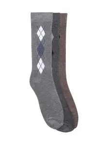 INVICTUS Men Set of 3 Patterned Above Ankle-Length Wool Socks