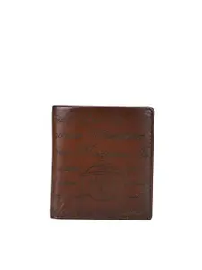 Da Milano Da Milano Men Brown Typography Printed Leather Two Fold Wallet